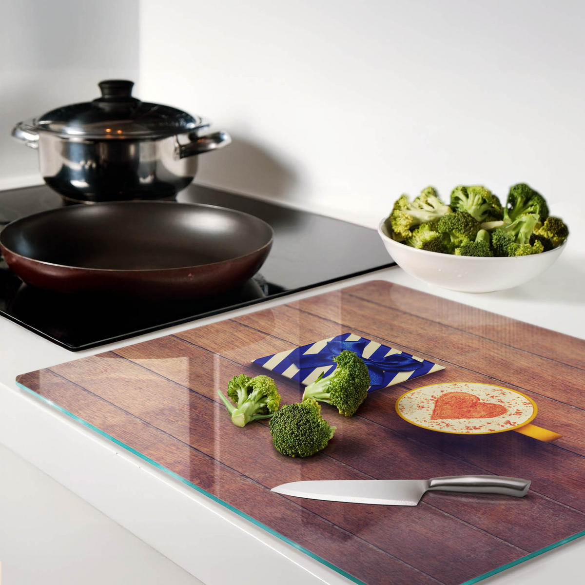 GLASPLATTE 60x52 cm Kaffeegeschenk - Blau, Glas (60/0.4/52cm) - TULUP