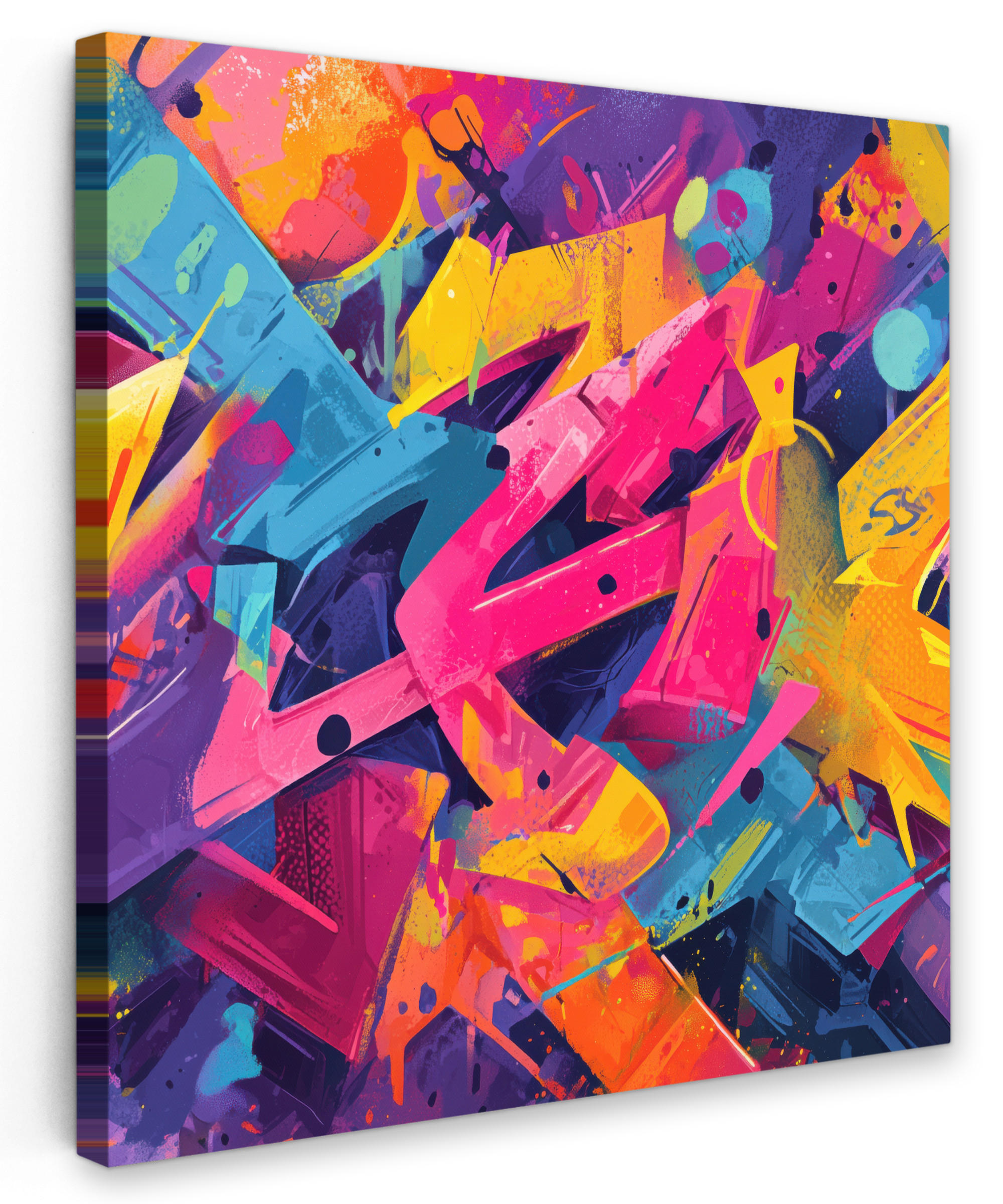 LEINWANDBILD Abstrakt - Formen - Farbenfroh Deko Groß 90x90 cm - Magenta, Textil (90/90cm) - MuchoWow