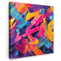 LEINWANDBILD Abstrakt - Formen - Farbenfroh Deko Groß 90x90 cm - Magenta, Textil (90/90cm) - MuchoWow