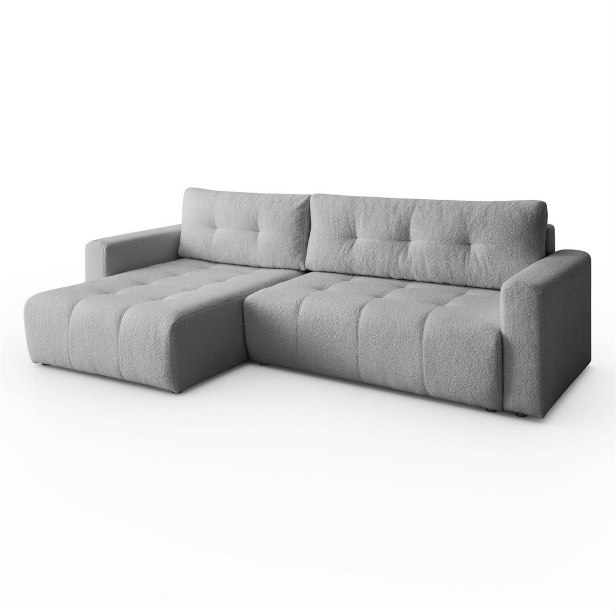 ECKSOFA ASTON mit Schlaffunktion und Bettkasten - Grau, Textil (261/143cm) - Lookway