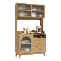 BUFFETSCHRANK 100,5x40x178 cm, 2 Steckdosen, USB-A/USB-C-Anschlüsse, Holzfarbe - Naturfarben, Holzwerkstoff (100.5/178/40cm) - FOHERE