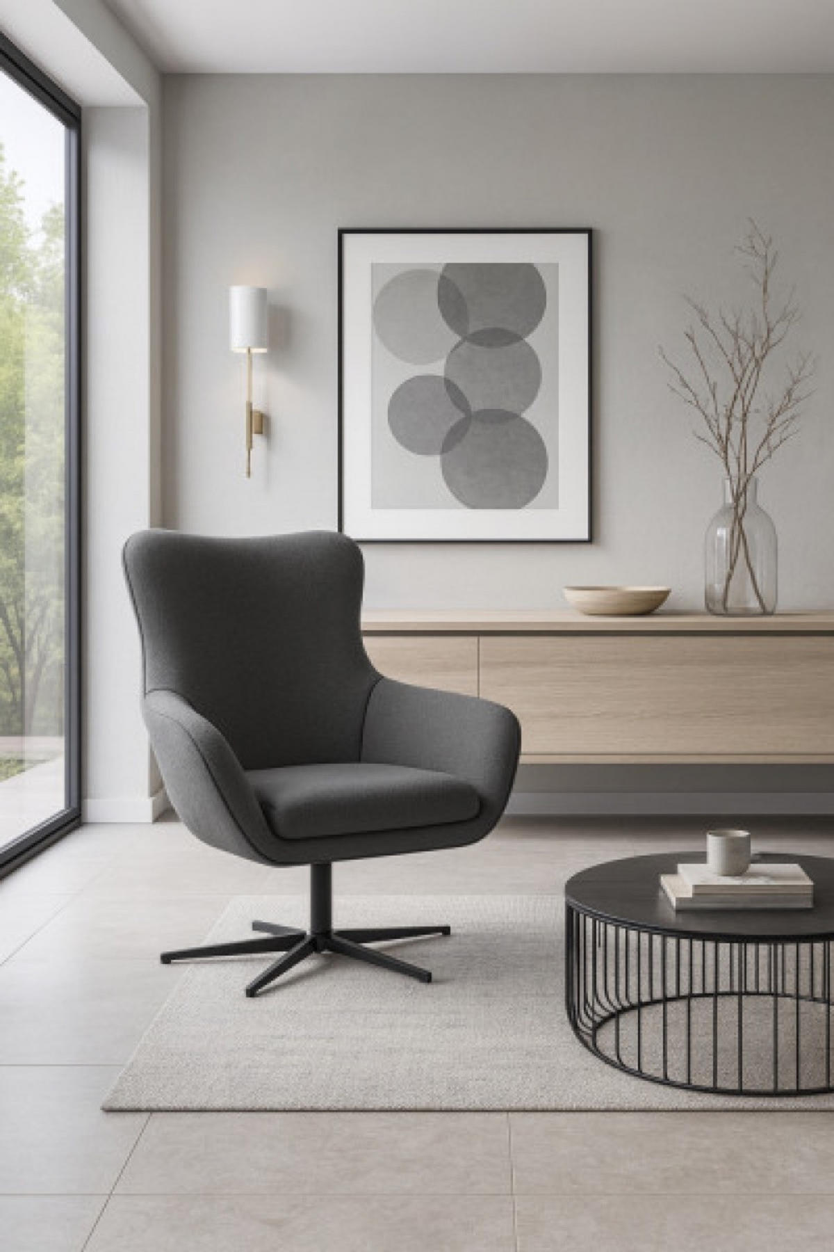 SESSEL Grau LISA Drehbar Mit Verstellbarer Rückenlehne - Grau, Textil (88/110/106cm) - Sepro Meble