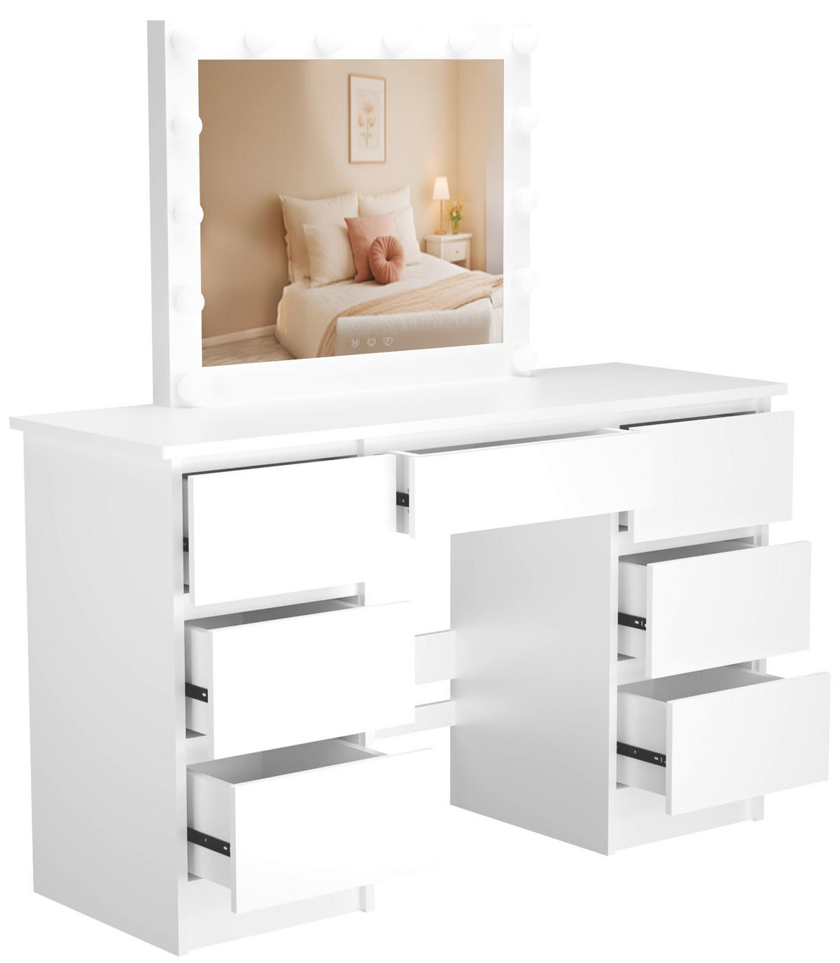 SCHMINKTISCH eckig 130/45/145 cm Holz Weiß - Weiß, Holz (130/145/45cm) - CLP