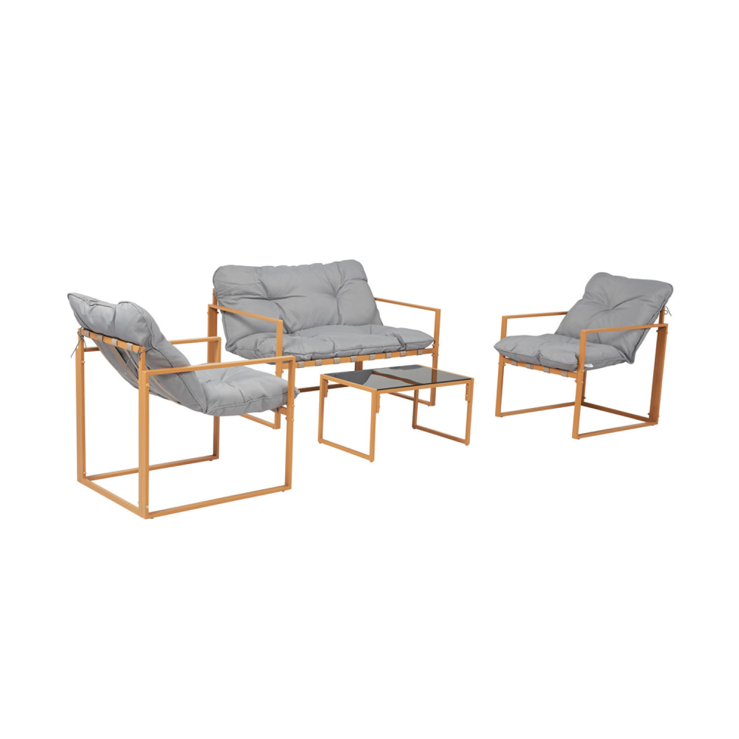 GARTENMÖBEL Rabat Braun 4 Personen - Braun, Metall - Concept Usine