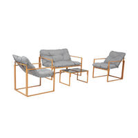 GARTENMÖBEL Rabat Braun 4 Personen - Braun, Metall - Concept Usine