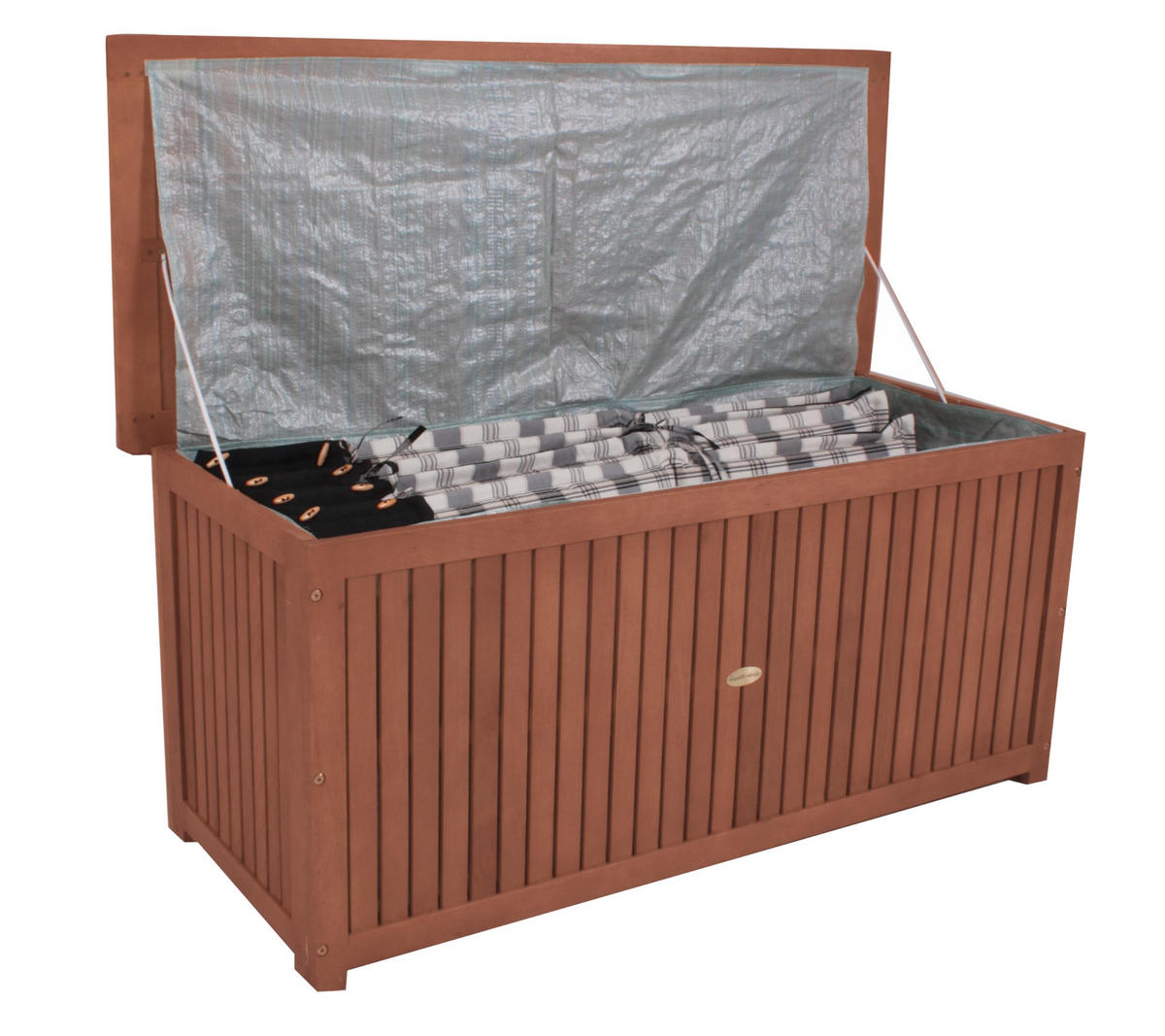 AUFLAGENBOX Joana Natur Akazie Gartenbox Kissenbox Outdoor - Naturfarben, Holz (125/58/55cm) - DELUKE