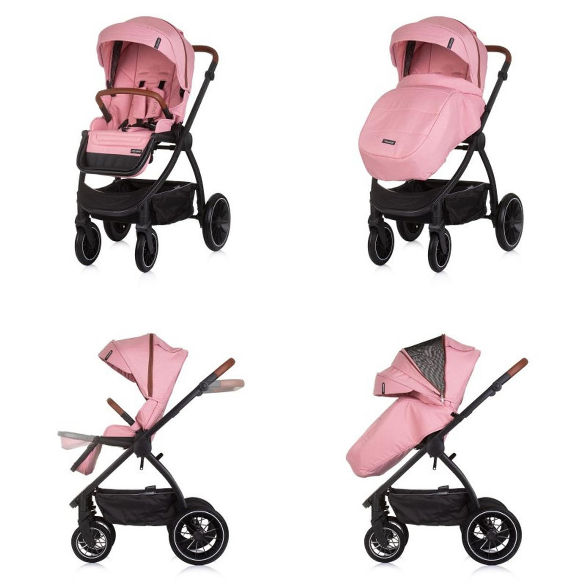 KOMBIKINDERWAGEN Prestige 3 in 1 rosa Babywanne Rucksack i-Size Babyschale - Rosa, Metall (85/59/123cm) - Chipolino