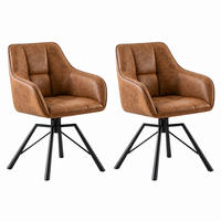 ESSZIMMERSTUHL 2er-Set drehbar Light Brown Faux Leather - Hellbraun, Metall (54/82.5/57cm) - Meubliv