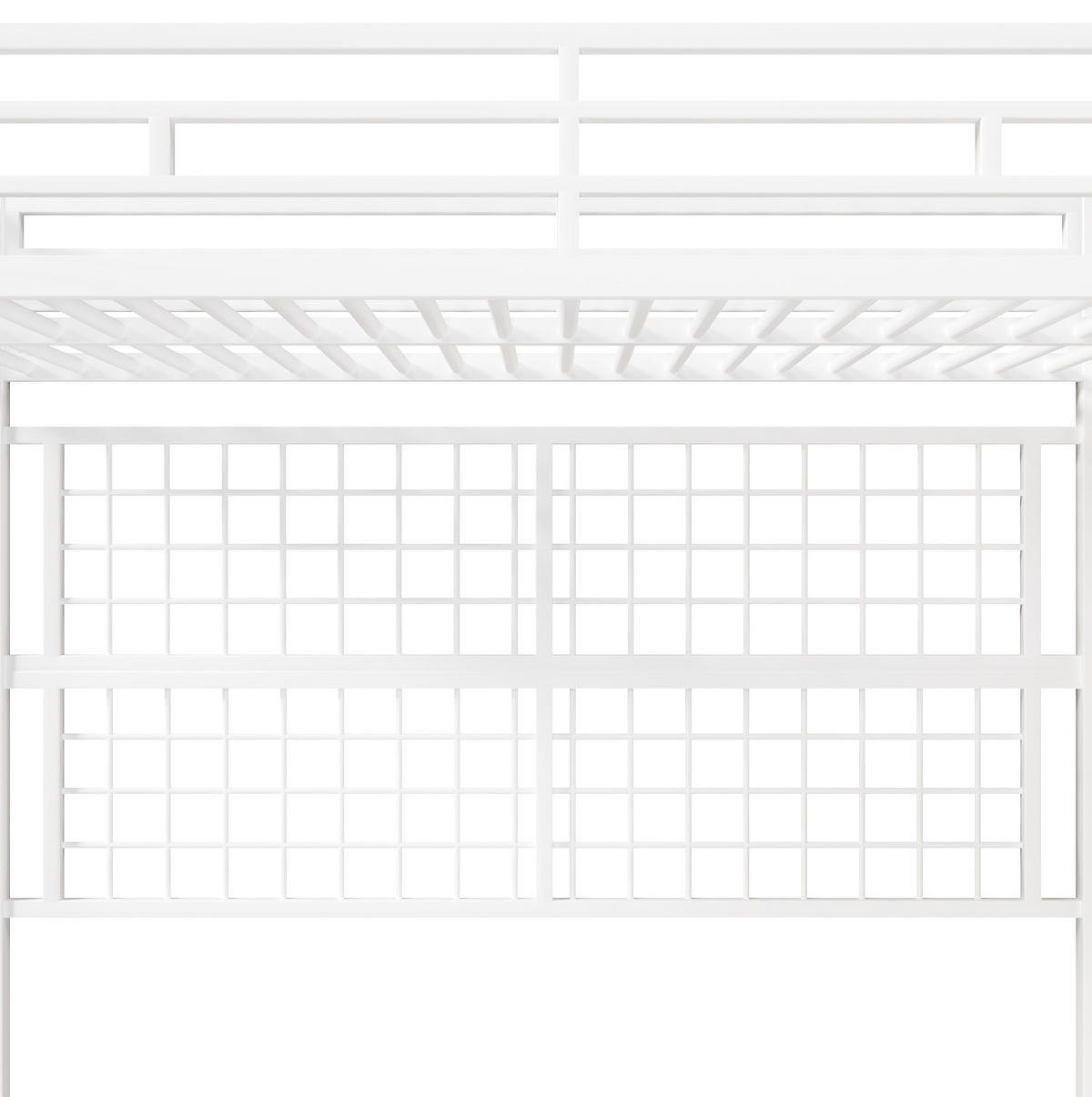 HOCHBETT aus Metall 90x200 cm Weiß mit Stauraumleiter, Kleiderschrank, Hängegitter und 7-Farben-LED - Weiß, Metall (90/200cm) - Modfu