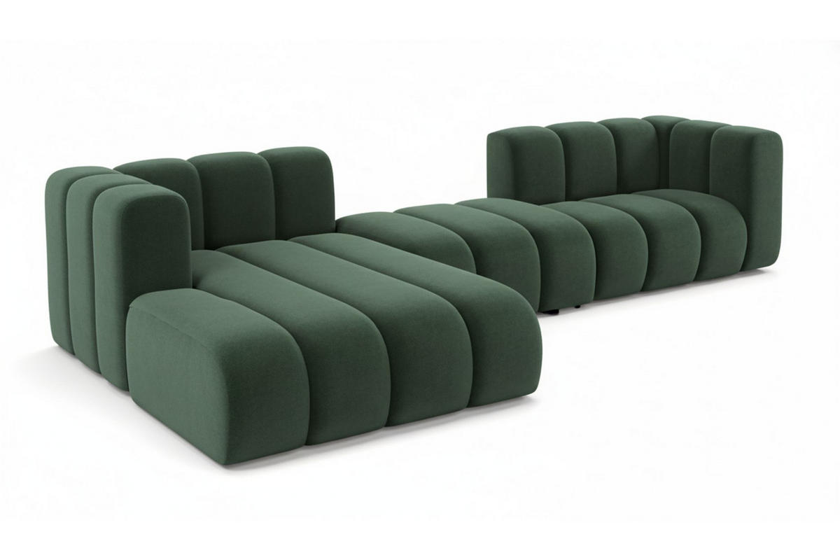 ECKSOFA L-Form Grand L 319 cm, Veloursstoff Salvador, Grün, Links - Grün, Holz (319/179cm) - Kaiser Möbel