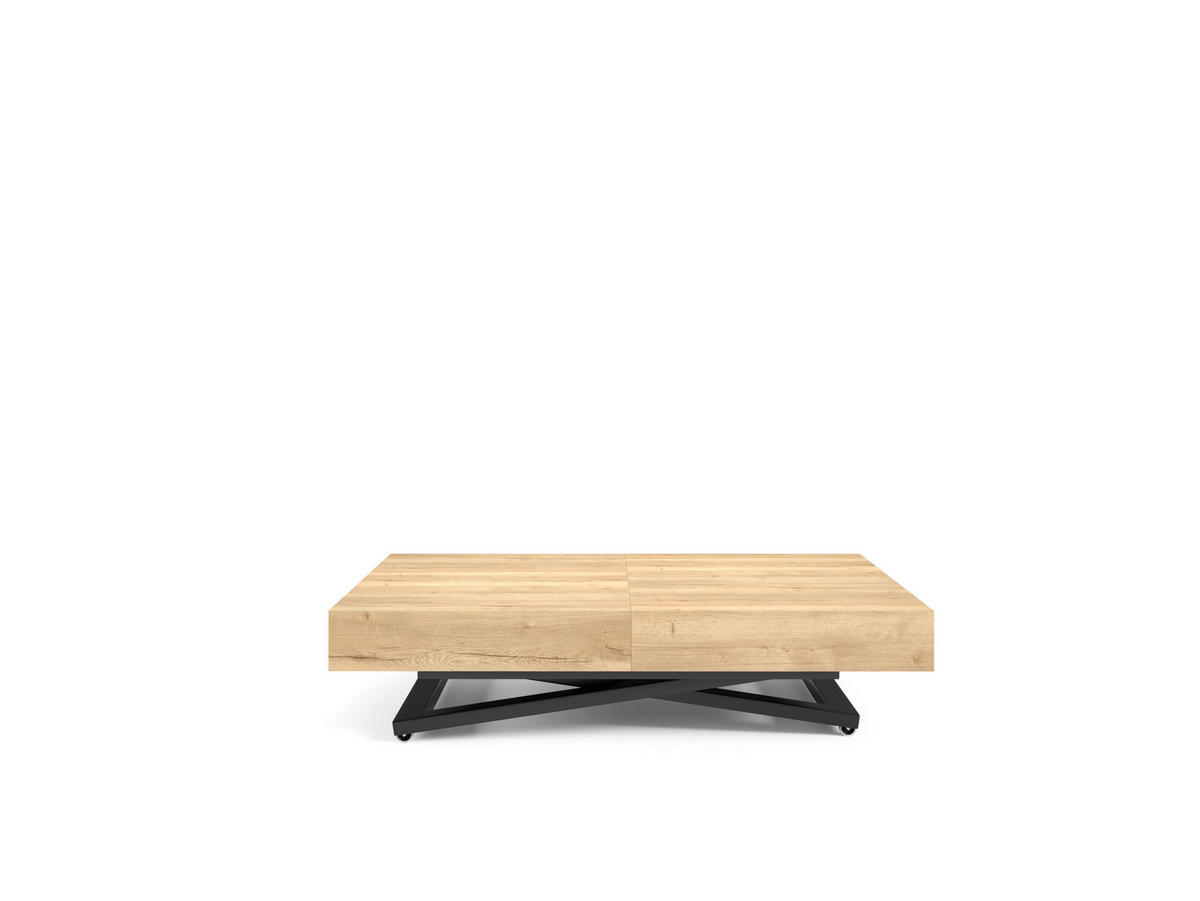 COUCHTISCH SANNA U - Hellbraun/Schwarz, Holzwerkstoff/Metall (80/120/27cm) - Meblini