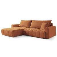 ECKSOFA FRIGA Orange Strukturstoff mit Schlaffunktion - Orange, Holz (283/185cm) - MASSENO