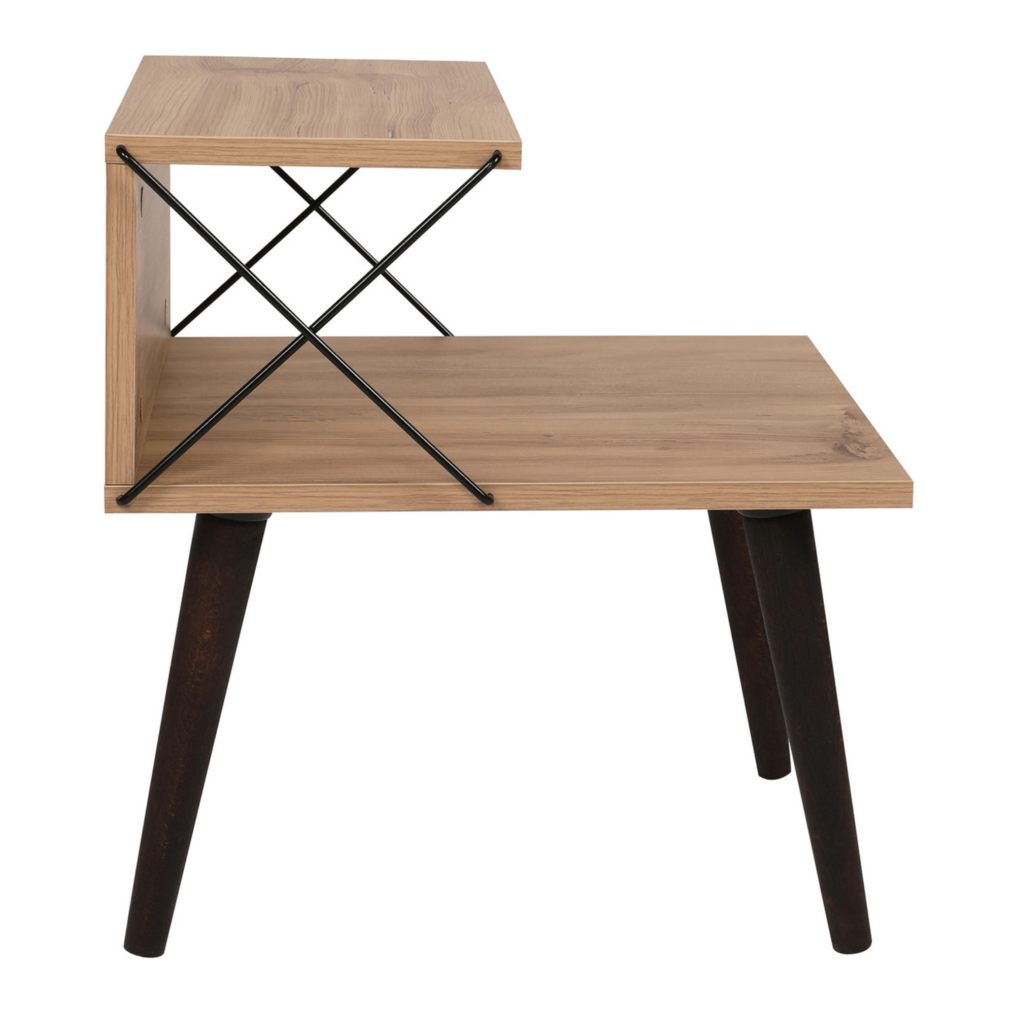 BEISTELLTISCH Bergen - Dunkelbraun/Braun, Holzwerkstoff/Buchenholz (50/40/55cm) - [en.casa]