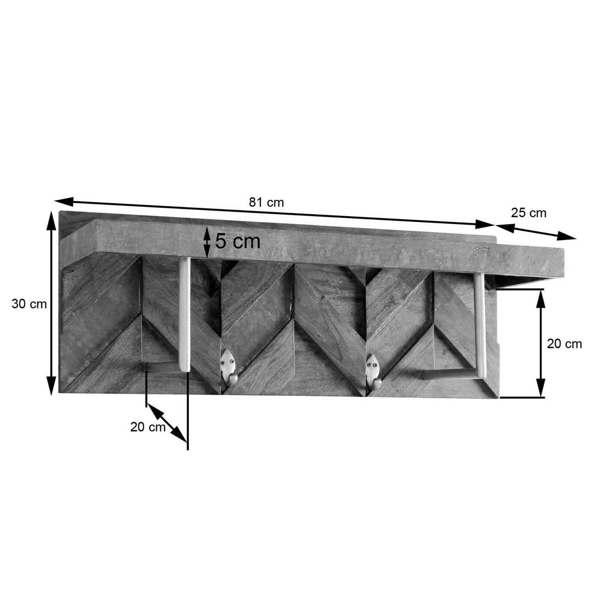 WANDGARDEROBE - Akazie massiv / Metall - Akaziefarben, Metall (81/30/25cm) - home24