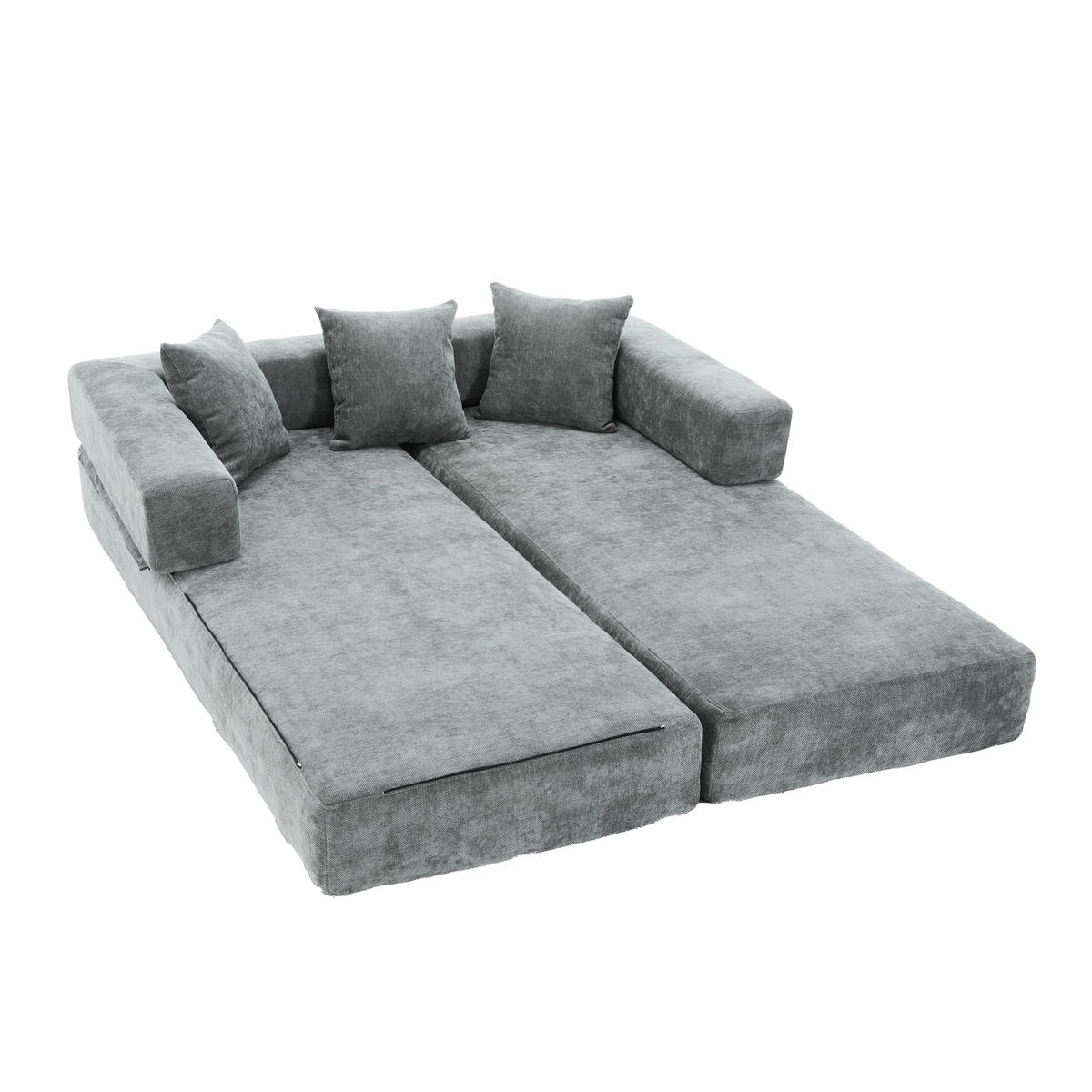 MODULÁRNÍ POHOVKA z žinylky, tmavě šedá - tmavě šedá, textil (198/60/79cm) - Urban Meuble