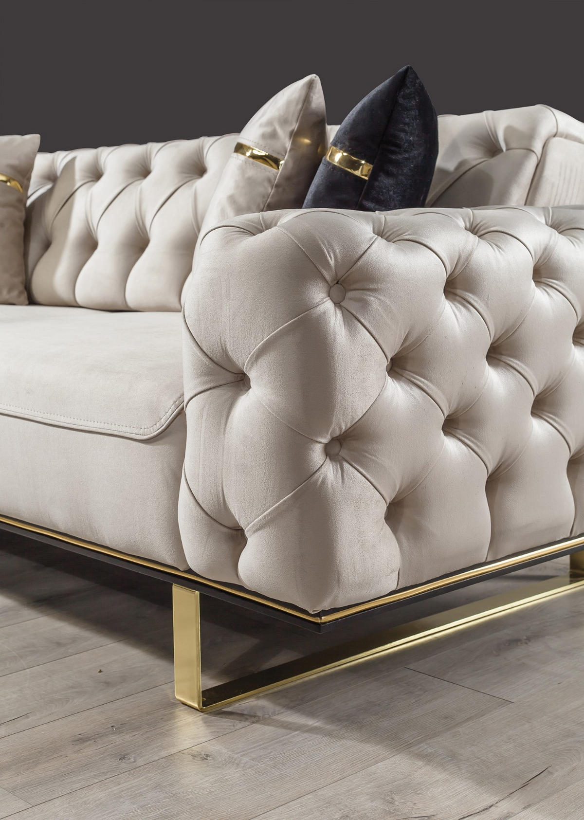 SITZGARNITUR Roma, Beige Stellvariante 2+1+1 - Creme, Textil (190/75/100cm) - Villa Möbel