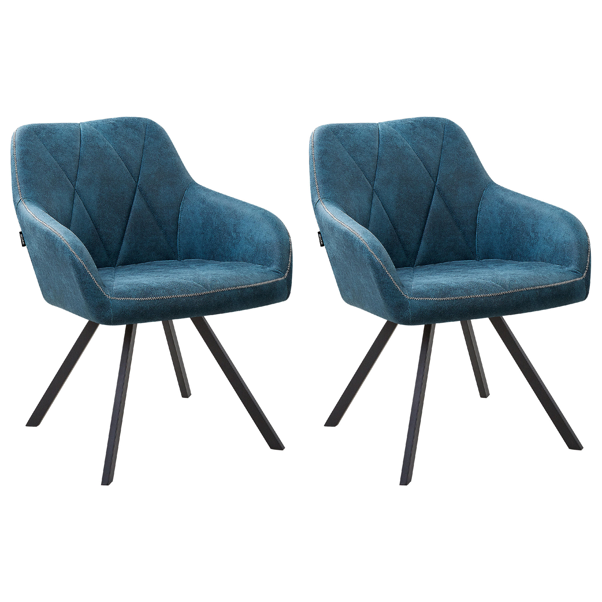 ESSZIMMERSTUHL 2er-Set Polsterbezug Blau Monee - Blau, Textil/Metall (48/78/50cm) - Beliani