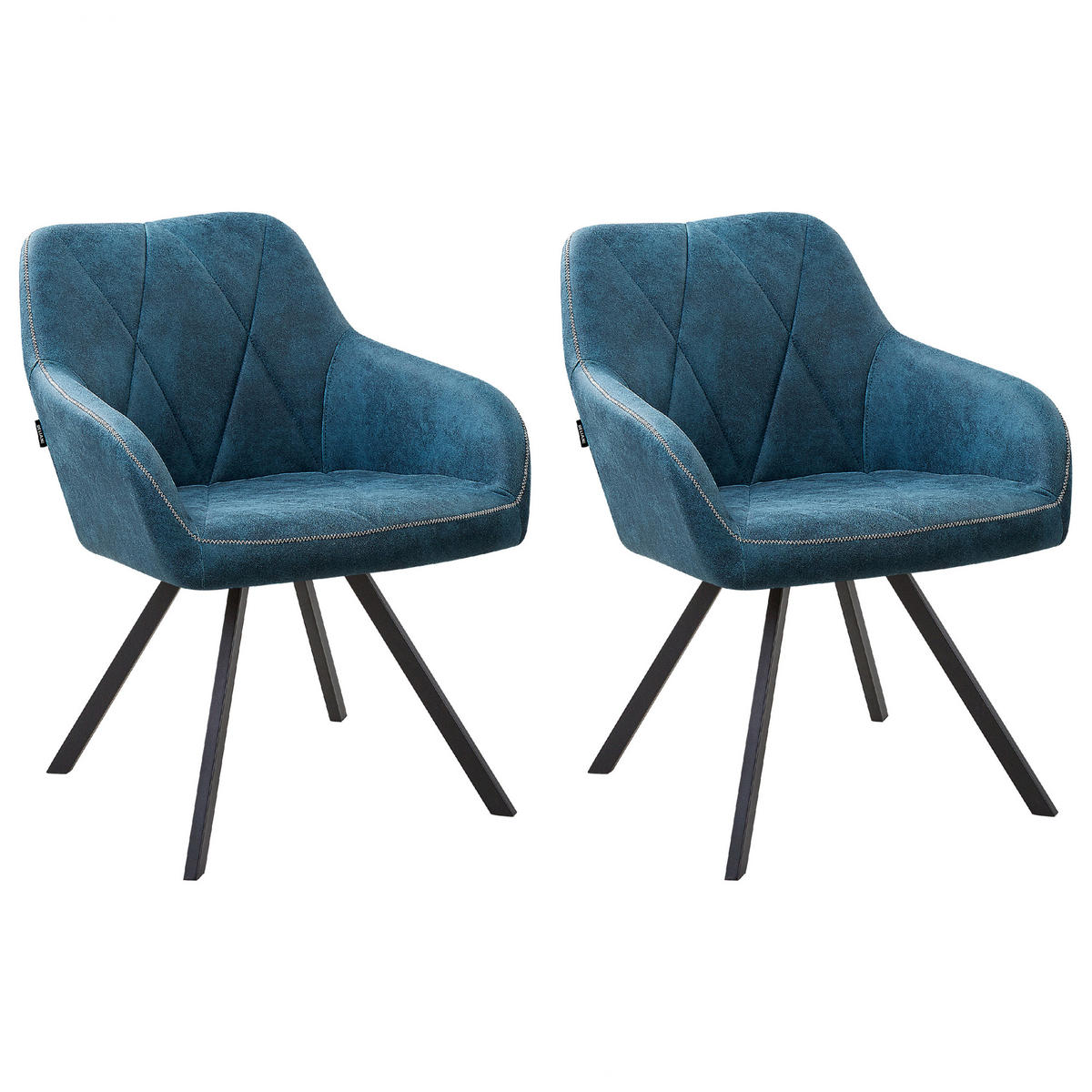 ESSZIMMERSTUHL 2er-Set Polsterbezug Blau Monee - Blau, Textil/Metall (48/78/50cm) - Beliani