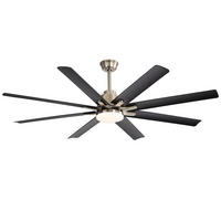 DECKENVENTILATOR 52Zoll LED Licht 8 ABS Flügel Fernbedienung - Schwarz, Kunststoff (132.08/132.08/26.8cm) - CASIVA