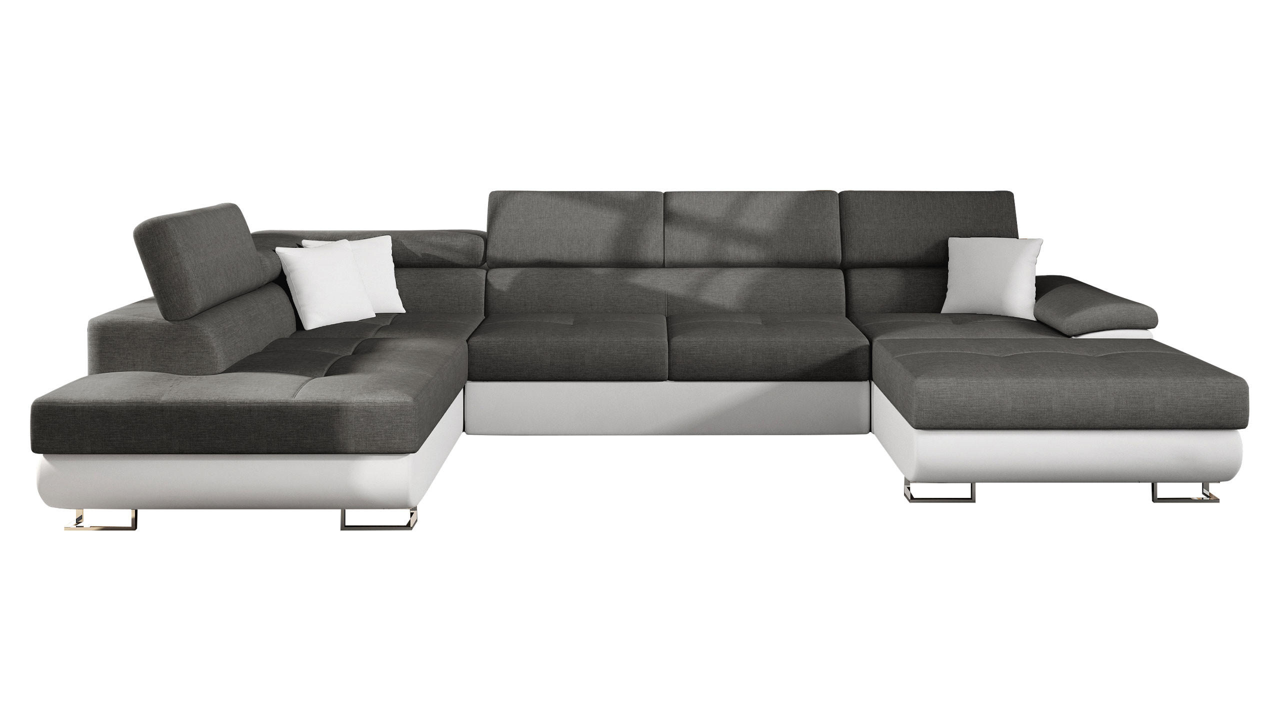 WOHNLANDSCHAFT Cotere Bis, Seite: Links - Grau, Holz (345/91/202cm) - MIRJAN24