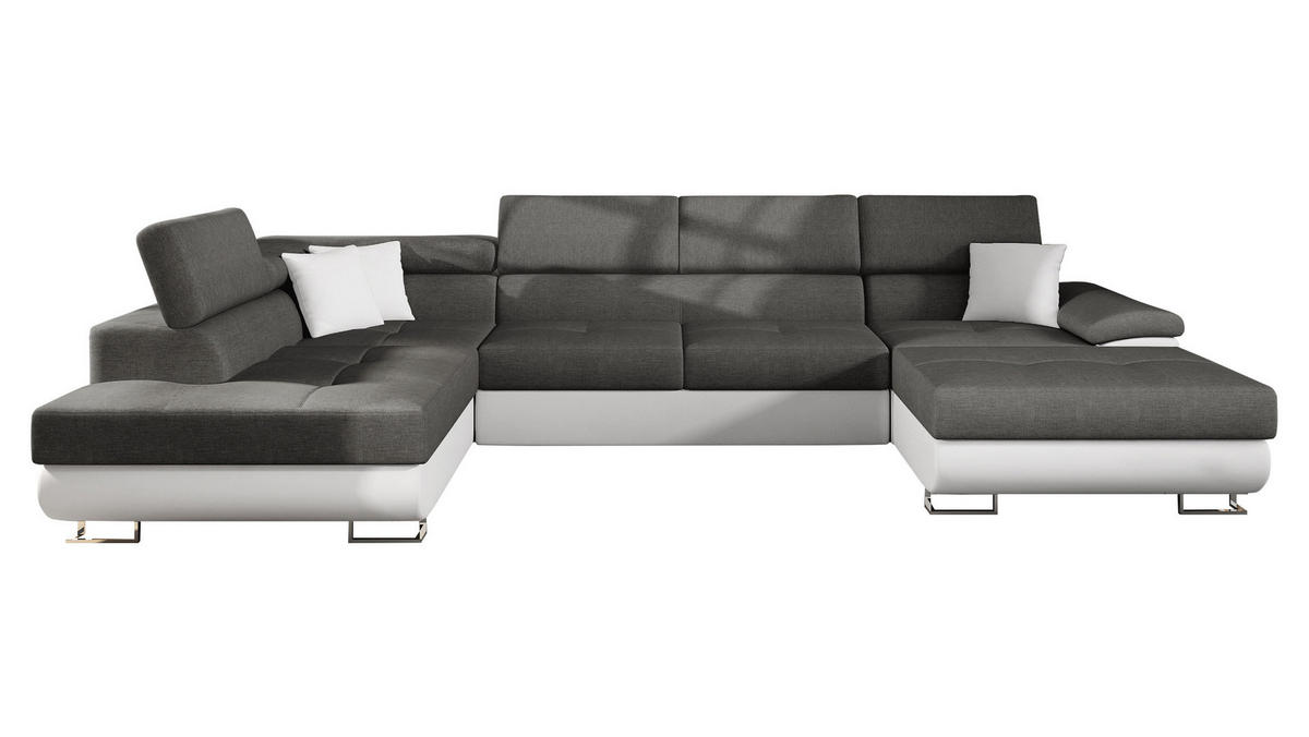 WOHNLANDSCHAFT Cotere Bis, Seite: Links - Grau, Holz (345/91/202cm) - MIRJAN24