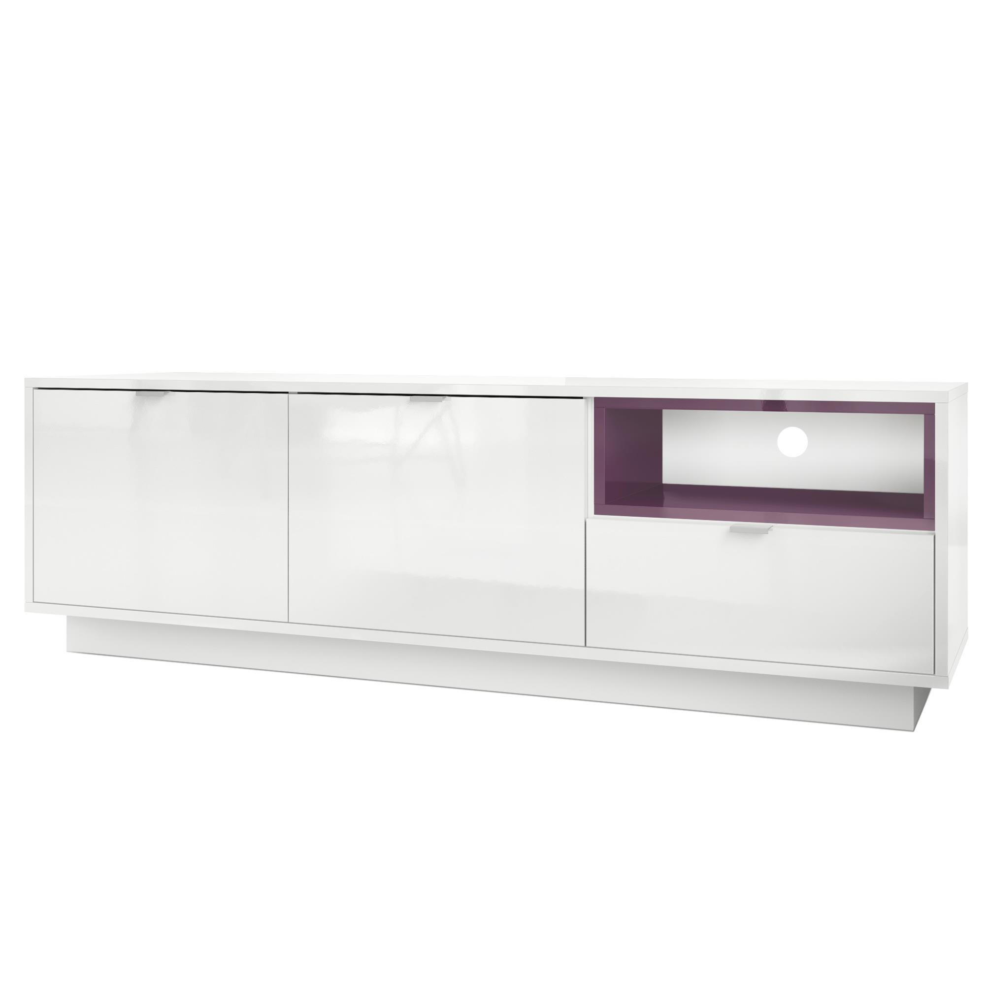 LOWBOARD Metro Einsatz in Brombeer Hochglanz - Brombeere, Holzwerkstoff (153/48/38cm) - Vladon