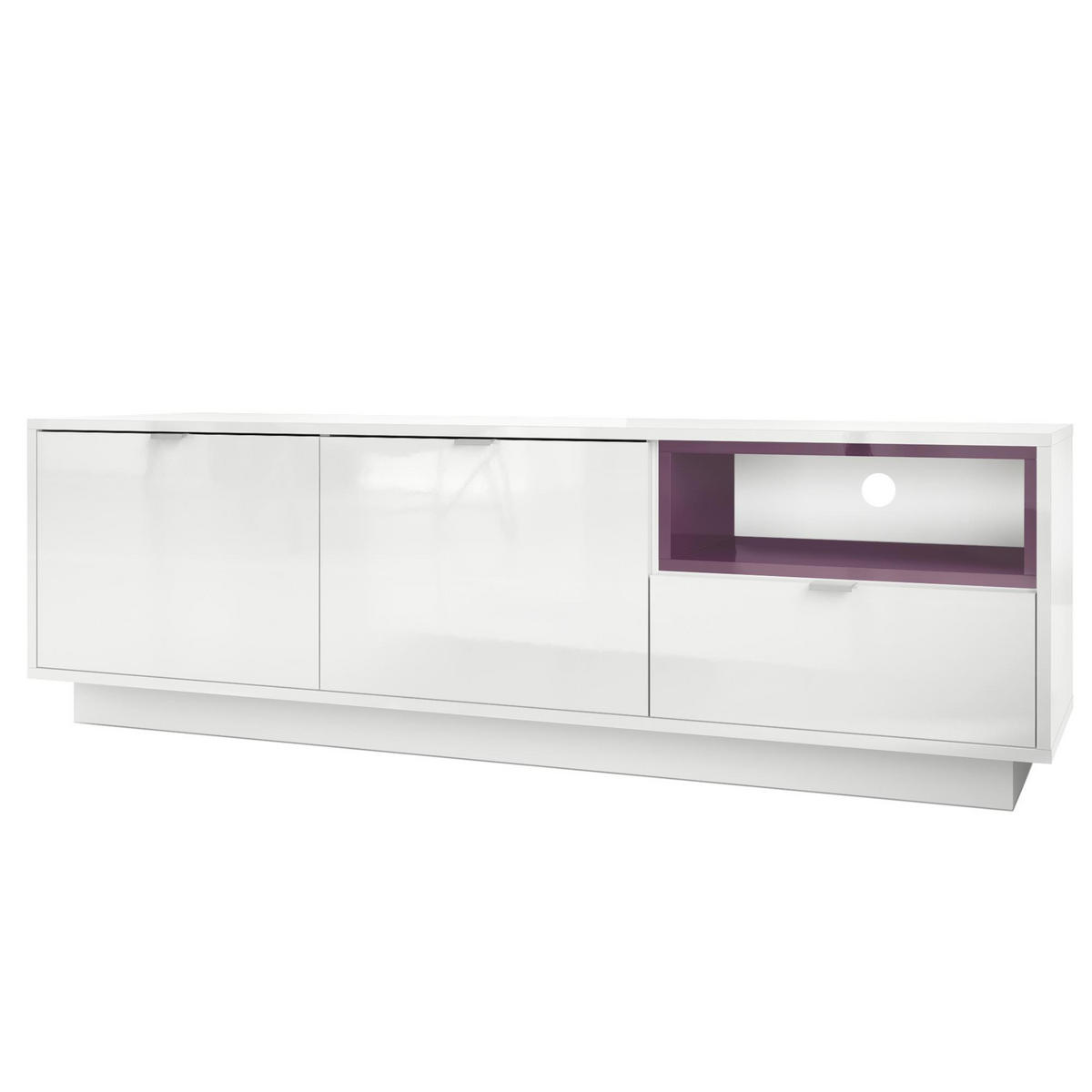 LOWBOARD Metro Einsatz in Brombeer Hochglanz - Brombeere, Holzwerkstoff (153/48/38cm) - Vladon