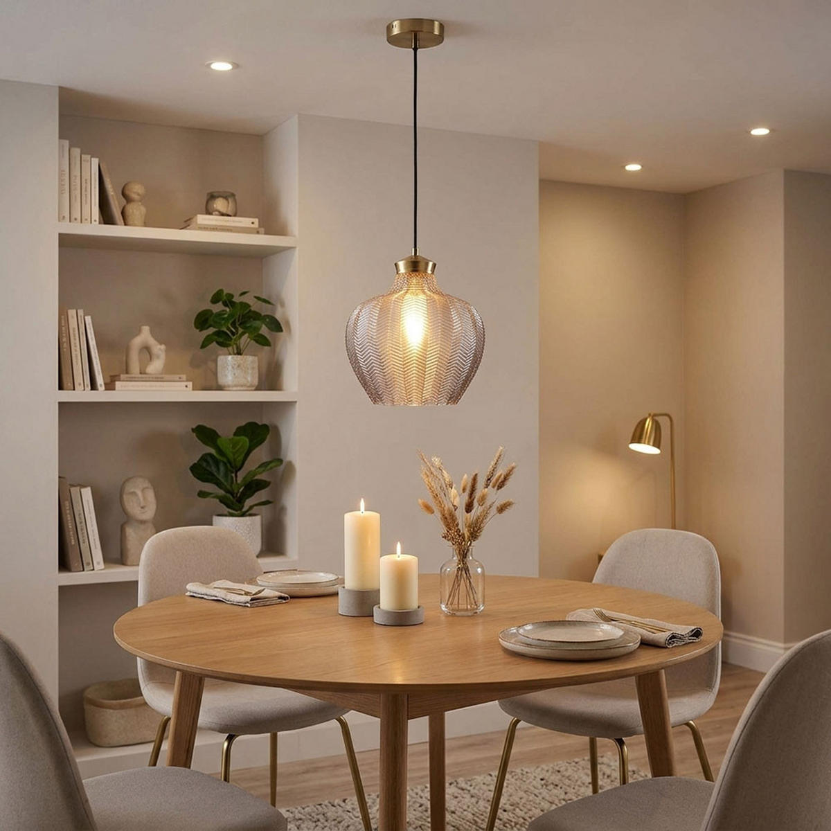 PENDELLEUCHTE Metall Gold Glas rauchfarben - Goldfarben, Glas (25/25/120cm) - Globo Lighting