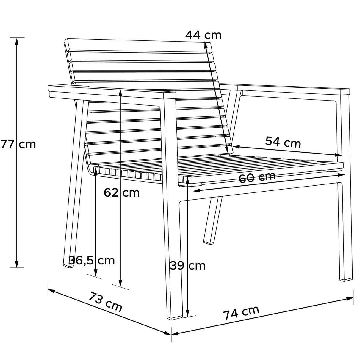 GARTENSTUHL ARIATO mit Kiss - Anthrazit/Beige, Holz/Metall (74/77/73cm) - KONSIMO®