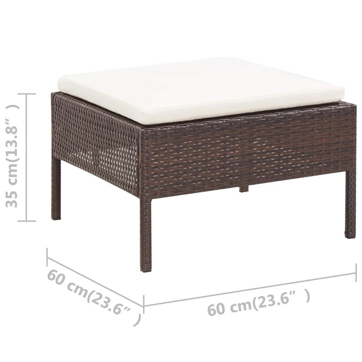 LOUNGEGARNITUR mit Anthrazit Auflagen, aus Poly Rattan, Cremeweiß, 3-teiliges Set - Creme/Braun, Kunststoff/Textil - vidaXL