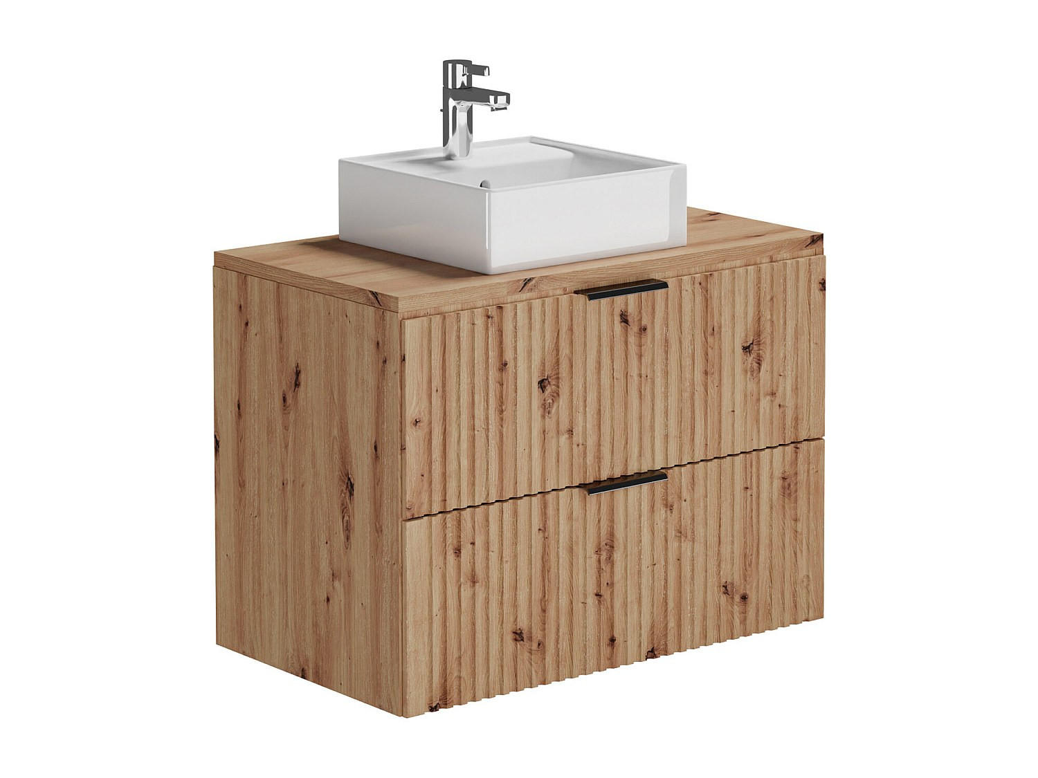 EINZELWASCHTISCH - 80cm x 46cm - MDF - naturfarben hell - ZEVARA - Naturfarben, Holz (80/57/46cm) - Vente-Unique
