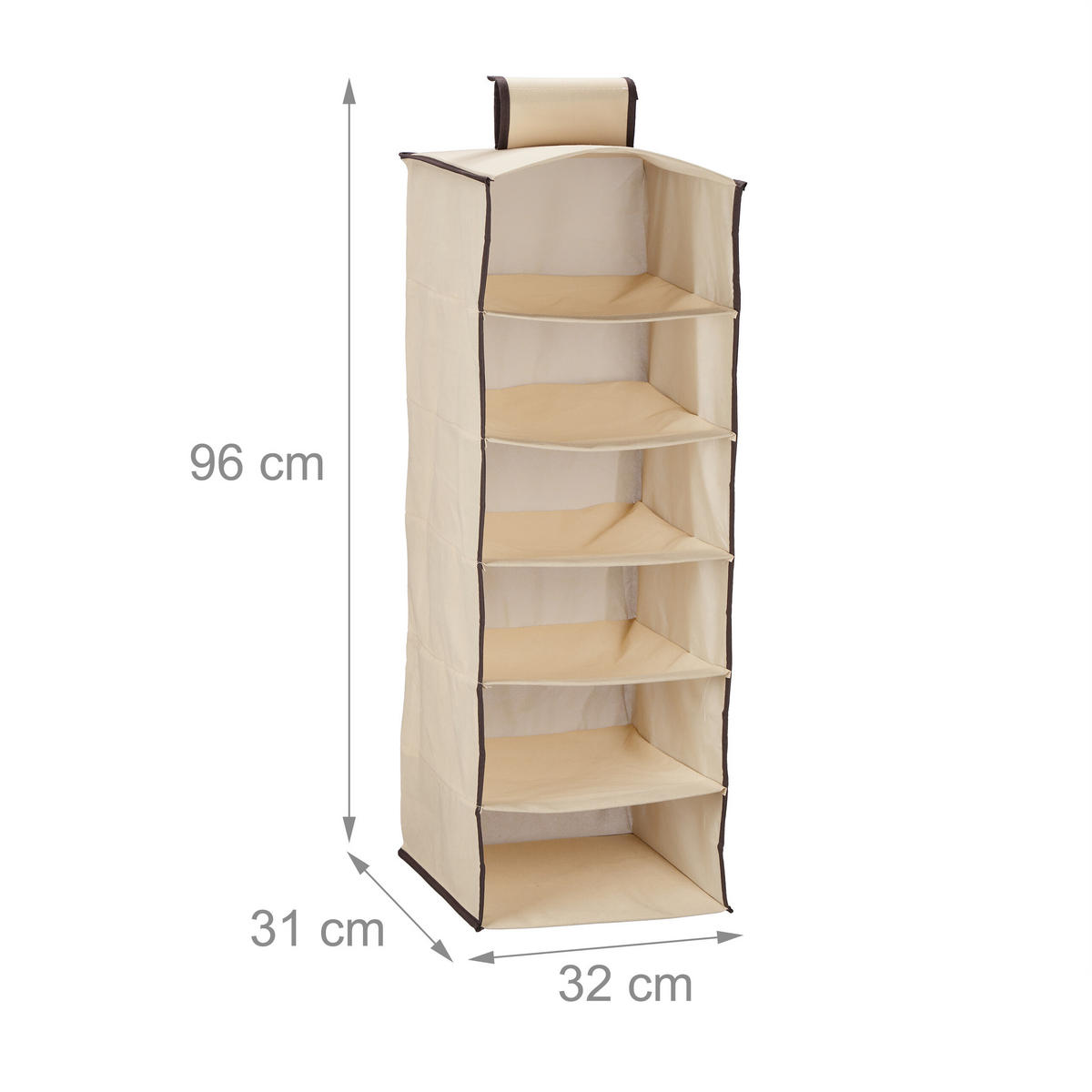 ZÁVESNÝ regál - béžová, textil/vlnitá lepenka (31cm) - Relaxdays