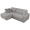 ECKSCHLAFSOFA CUBO L Hellgrau Plüsch - links - Hellgrau/Schwarz, Kunststoff/Textil (273/187cm) - MKS