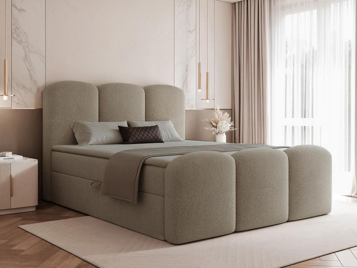 BOXBETT 140x200 VELIA Hellbraun - Hellbraun, Holzwerkstoff/Textil (140/200cm) - Compleo24
