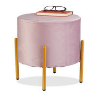 SAMT-HOCKER - Rosa, Wellpappe/Textil (37/39/37cm) - Relaxdays