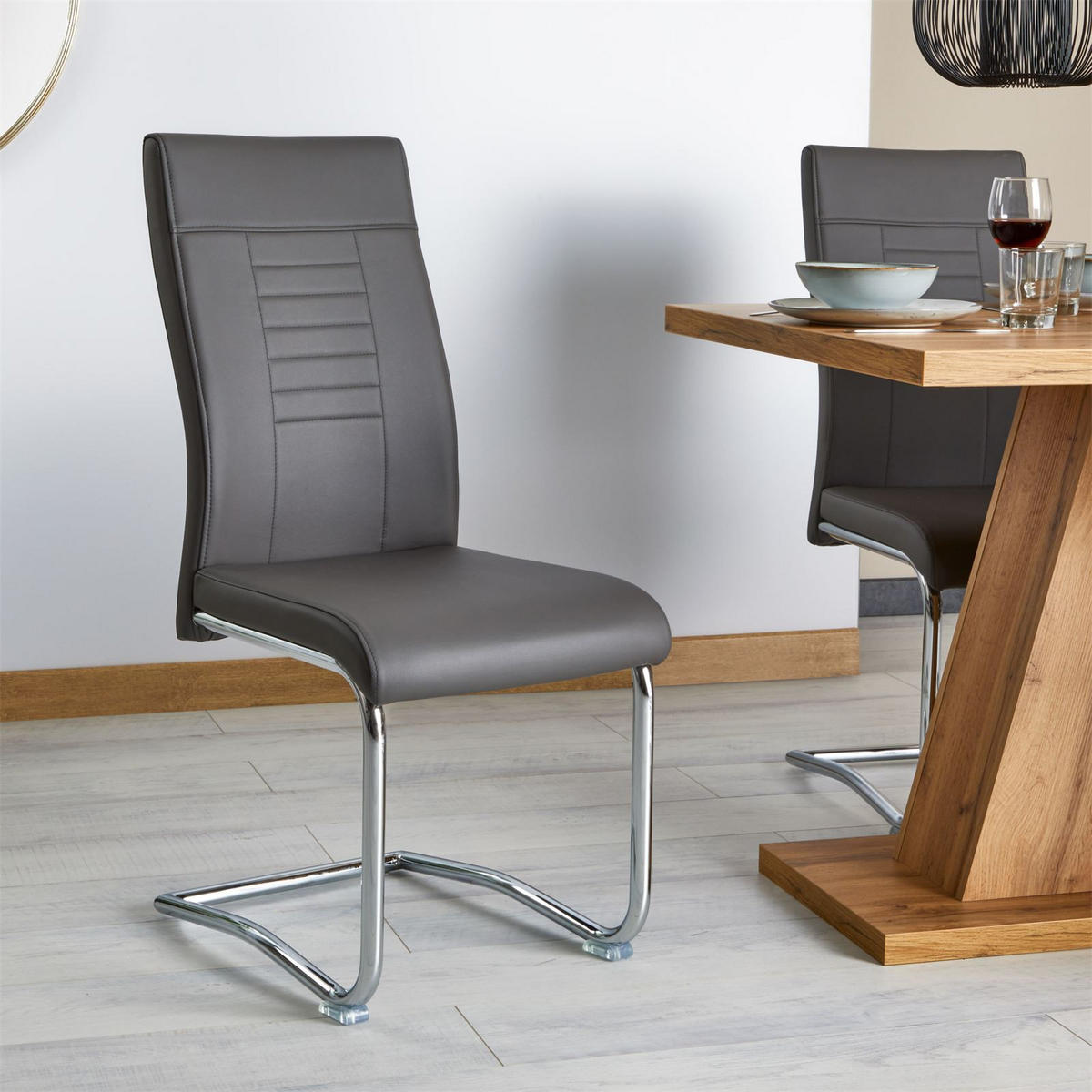 ESSZIMMERSTUHL LOANO 4ER-SET - Dunkelgrau, Textil (42/98/60cm) - CARO-Möbel