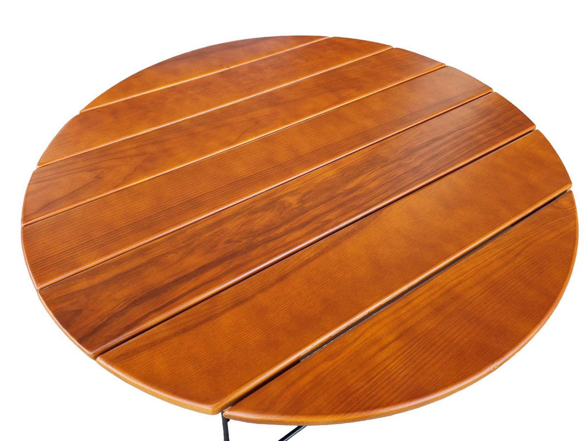 BIERGARTENTISCH BERGTAL 74x80x80cm Ø80cm Klappbar Eschenholz Schwarz/Braun 2 Personen - Braun, Holz (80/80/74cm) - CHEFGASTRO