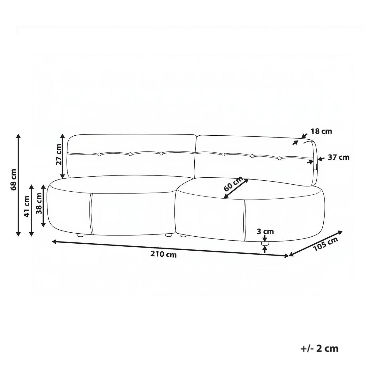 POHOVKA 3-místná Sametová látka Taupe Laerdal - šedohnědá, textil (210/68/105cm) - Beliani
