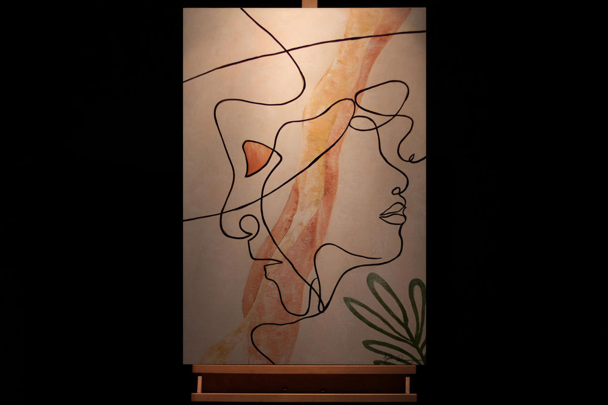 ACRYLBILD HANDGEMALT 60/90 cm - Schwarz/Orange, Holz/Textil (2/90cm) - KUNSTLOFT