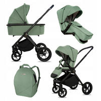 KINDERWAGEN Boldo 2in1 Grau Babywanne, Buggy Sportsitz, Faltbar, Wickeltasche - Schwarz/Grün, Textil/Metall (58/98cm) - BabyLux