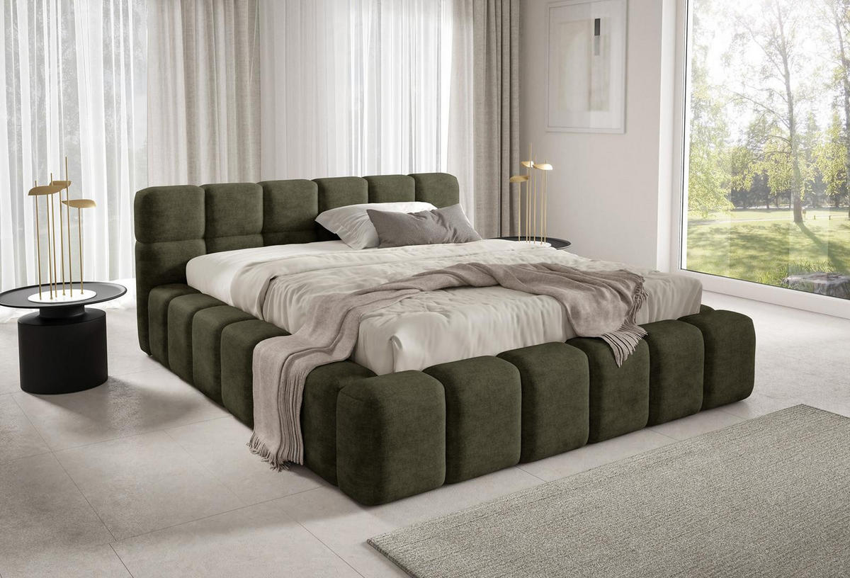 POLSTERBETT NUBO Premium 180x200 cm mit Bettkasten – PERFECT HARMONY 39 - Grün, Holz (180/200cm) - Dekori_Interiors