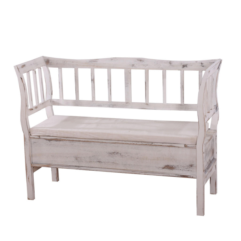 MCW LAVIČKA S ÚLOŽNÝM PROSTOREM SHABBY-LOOK Krémově bílá
