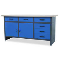 WERKBANK Werkstatt KARL 2x Tür 85x170x60cm Anthrazit-Blau - Anthrazit, Metall (170/85/60cm) - DELUKE
