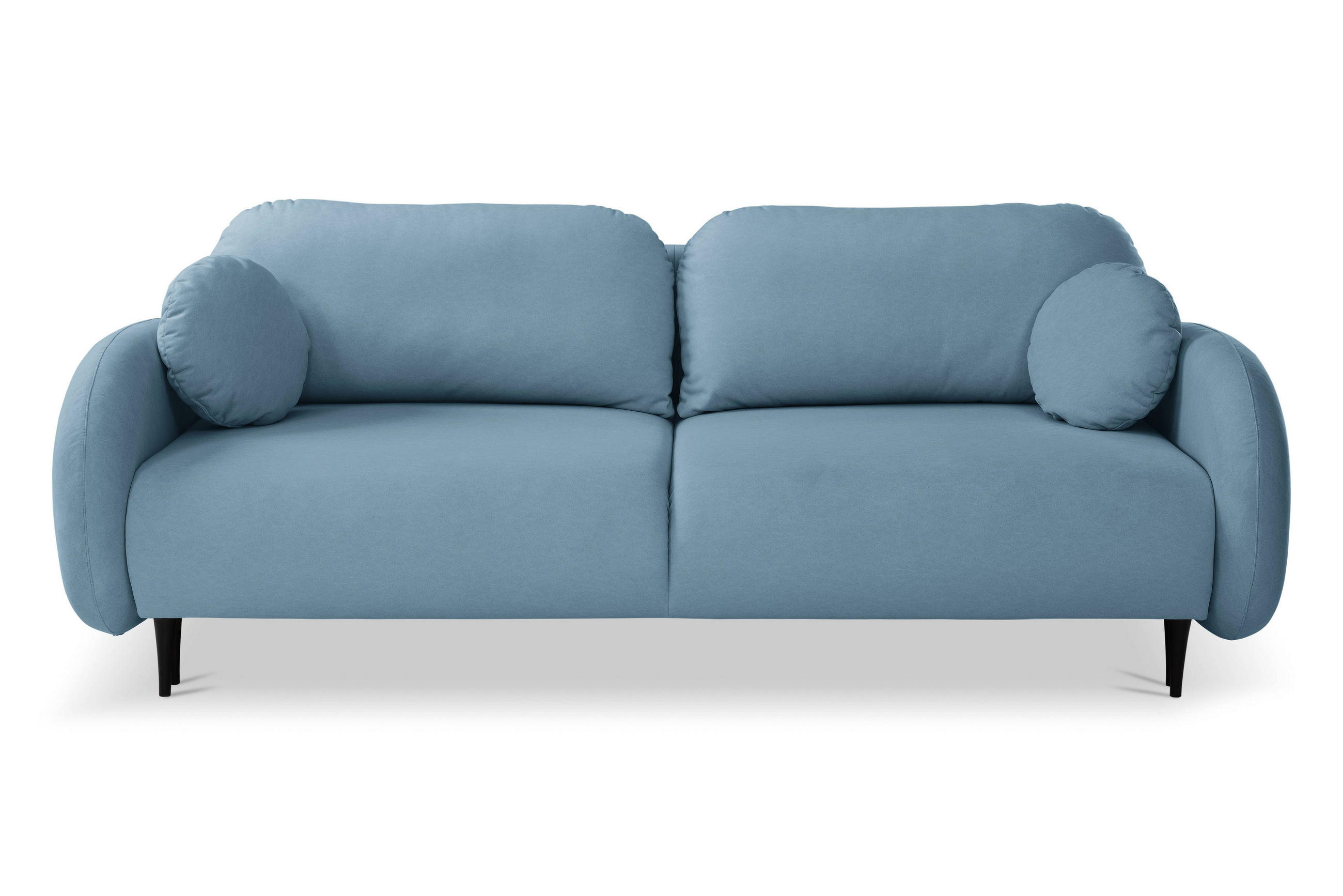 BETTSOFA AGIO Blau Plüsch-Stoff mit Schlaffunktion - Blau, Holz (232/95/109cm) - MASSENO