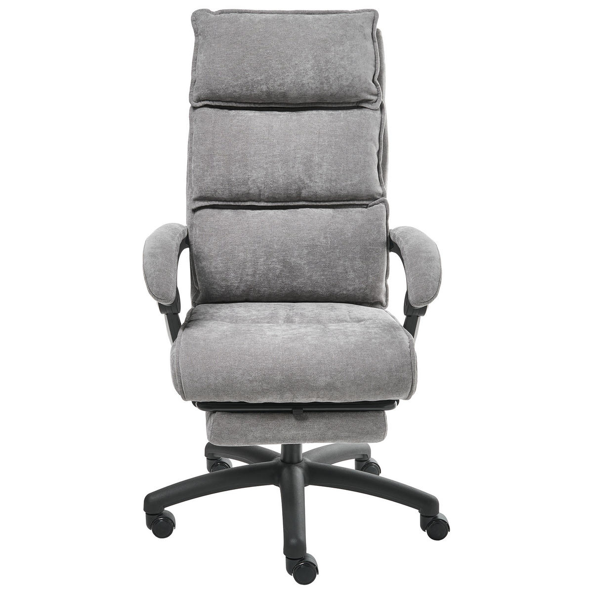 CHEFSESSEL mit Fußstütze Chenillegewebe Grau Eaton - Grau, Textil (50/114/66cm) - Beliani