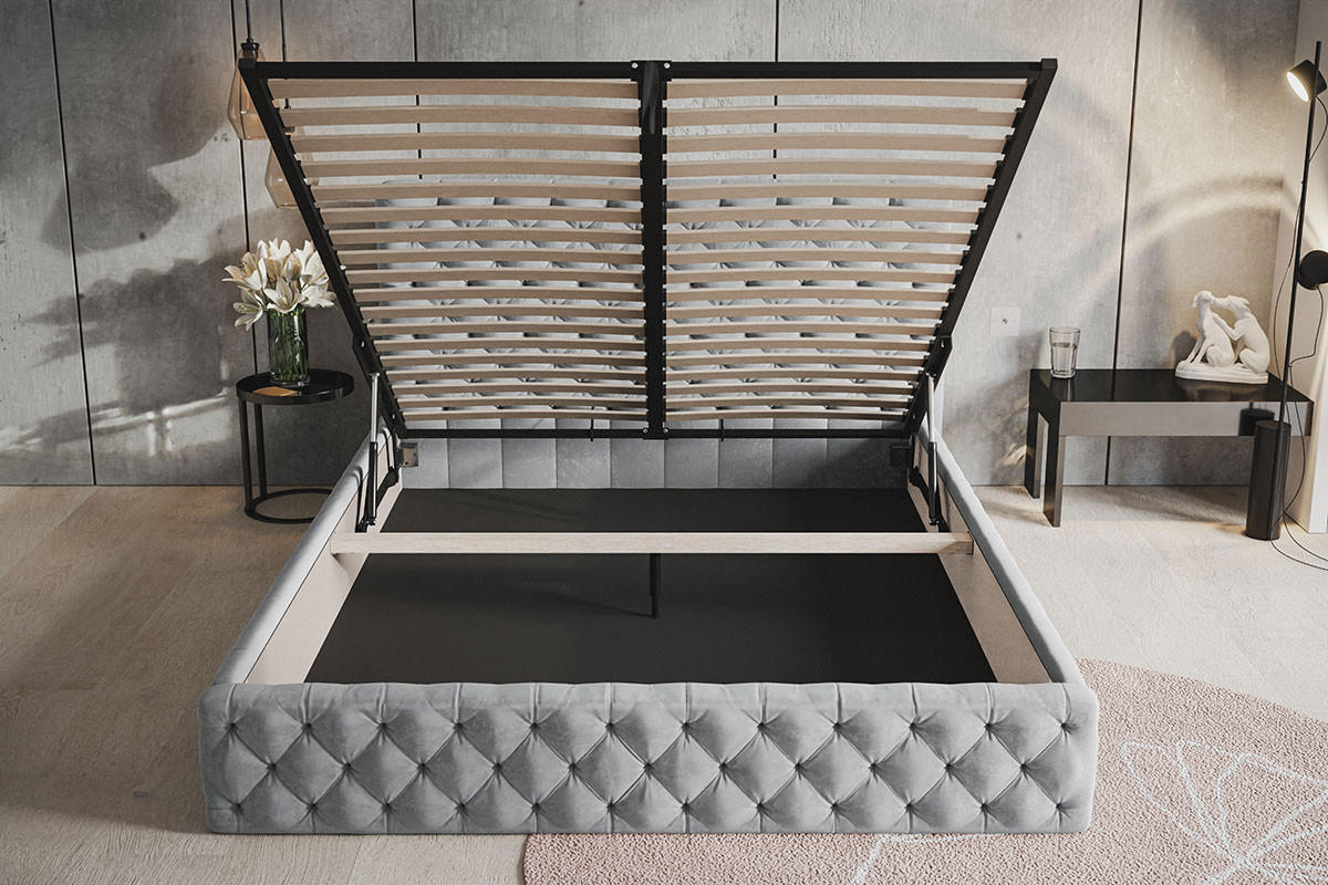 POLSTERBETT 200x200 mit Metall Lattenrost Furis, Glamour, Dunkelgrau - Dunkelgrau, Holz/Textil (200/200cm) - Emporius