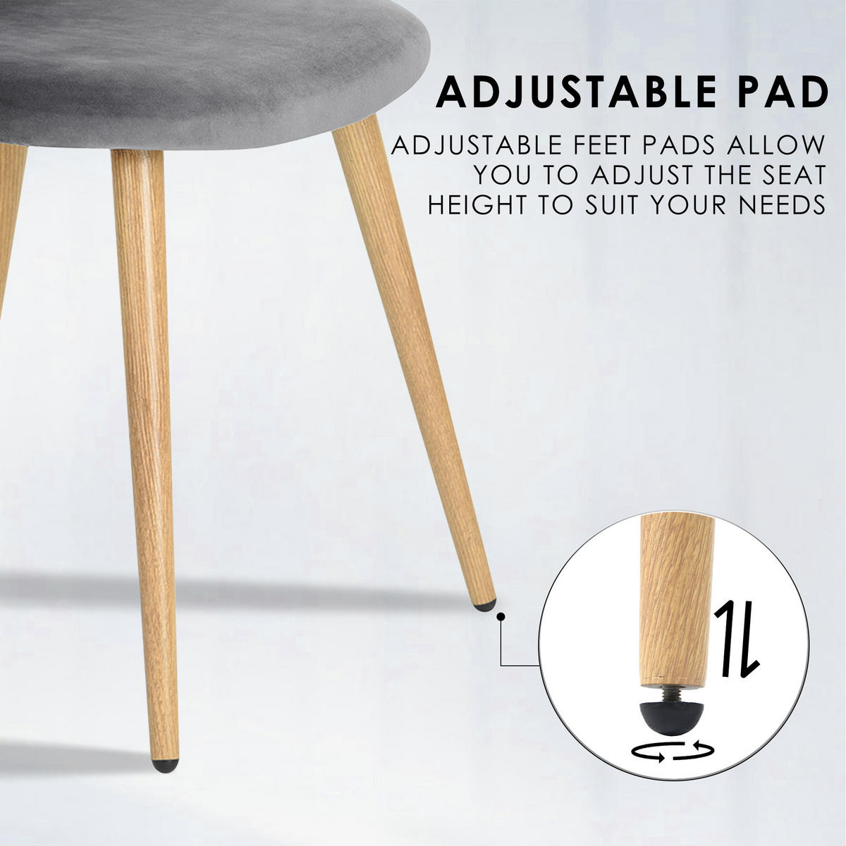 STUHL-SET 2 Stück in Samt grau - Eichefarben/Grau, Holzwerkstoff/Textil (55.5/78/47cm) - Urban Meuble