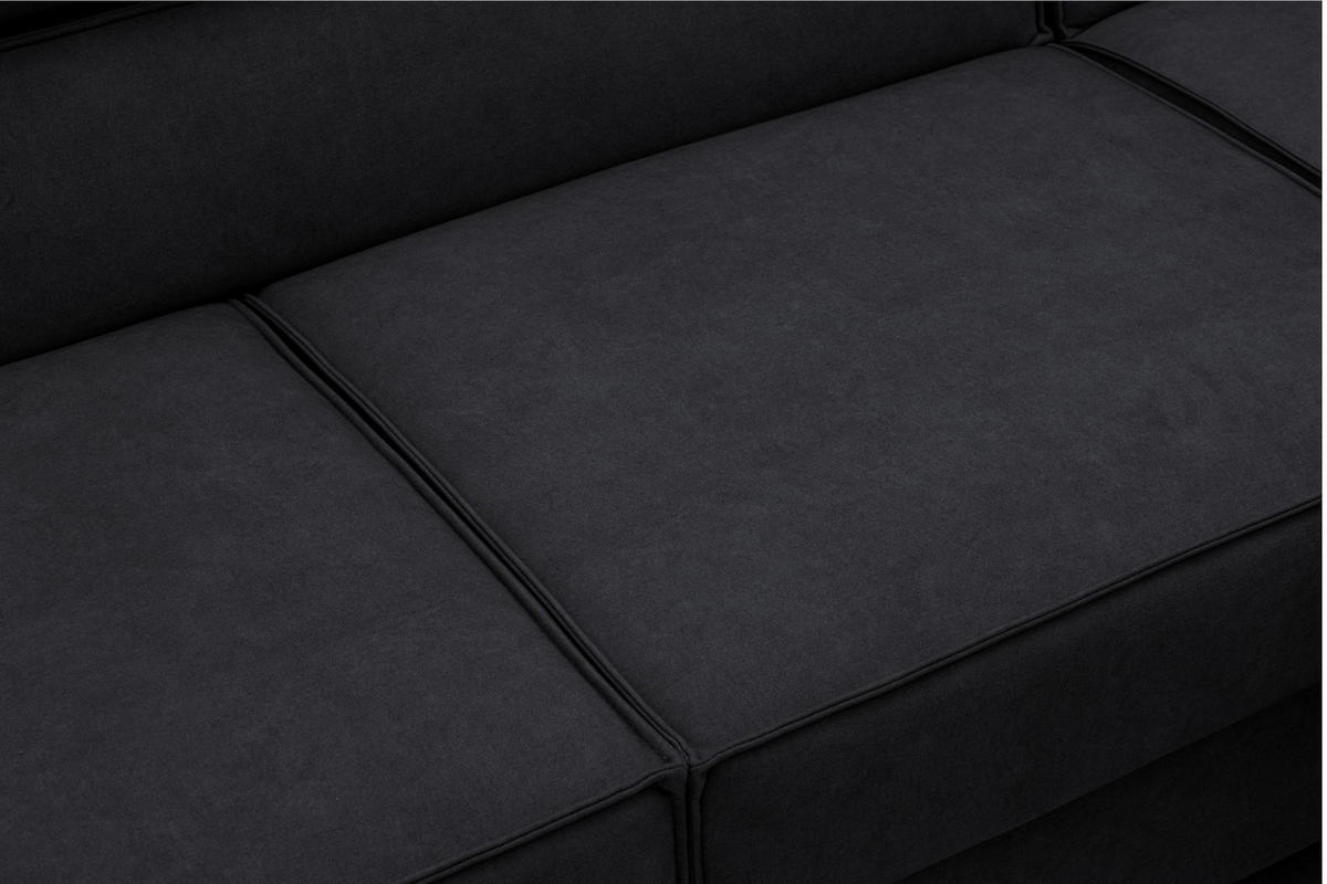 ECKSOFA PURE U Rechts mit Schlaffunktion 127x270 Velours Graphit - Graphitfarben/Schwarz, Holz/Textil (204/340cm) - Muffo