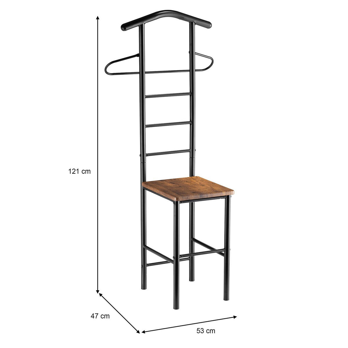 HERRENDIENER JIVO 2ER-SET - Dunkelbraun/Schwarz, Metall (53/121/47cm) - CARO-Möbel