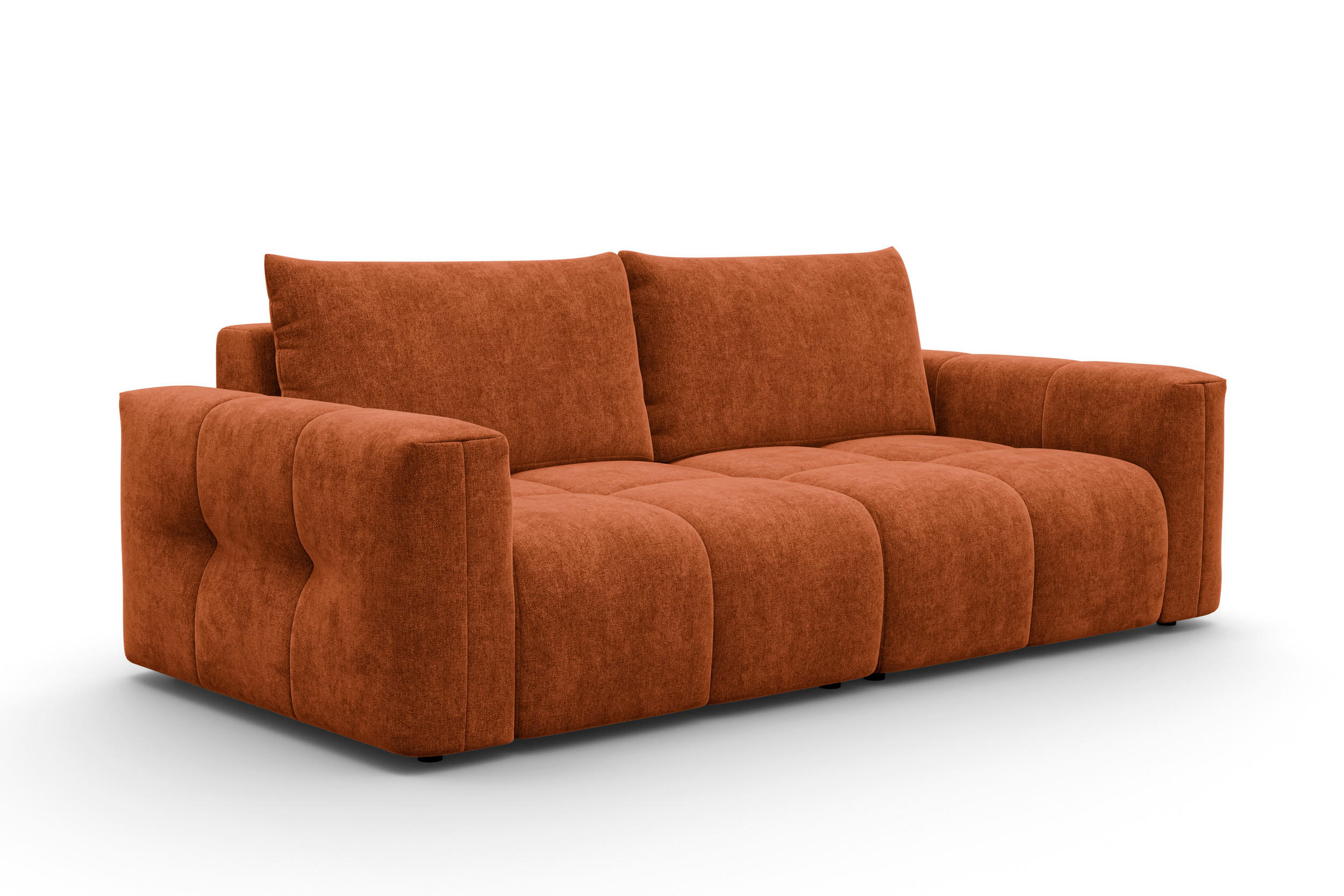 SOFA VERONA 3-Sitzer, Orange - Schwarz/Orange, Holz/Textil (224/83/110cm) - Courtois Laville